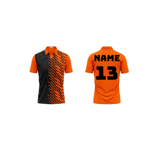 Polo Neck Printed Jersey Orange Design 36