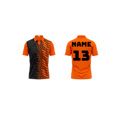 Polo Neck Printed Jersey Orange Design 36