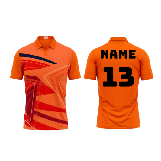 Next Print Polo Neck Printed Jersey Orange Design 13