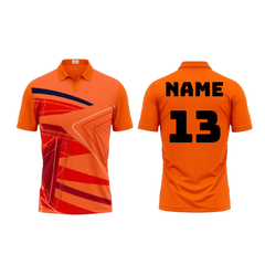 Next Print Polo Neck Printed Jersey Orange Design 13