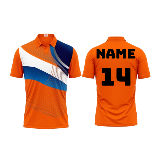 Next Print Polo Neck Printed Jersey Orange Design 12