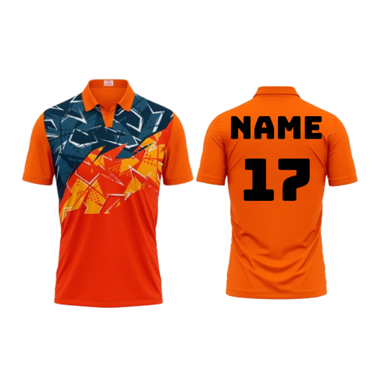 Next Print Polo Neck Printed Jersey Orange Design NP00223