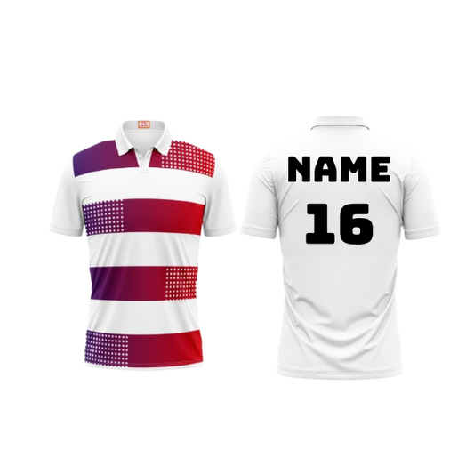 Next Print Customized Polo Neck White Jersey NPTS97