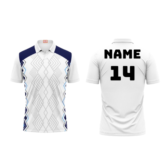 Next Print Customized Polo Neck White Jersey NPTS89