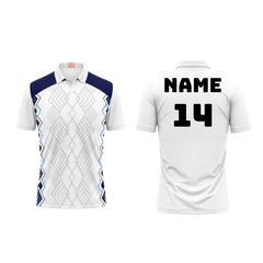 Next Print Cricket Customized Polo Neck White Jersey NPTS89