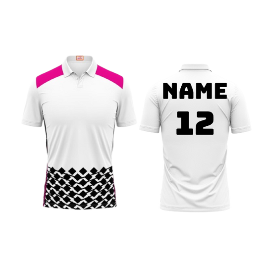 Next Print Customized Polo Neck White Jersey NPTS87