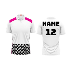 Next Print Customized Polo Neck White Jersey NPTS87