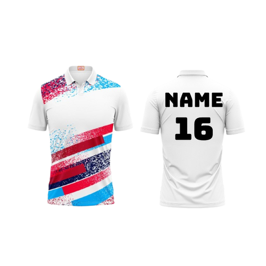 Next Print Customized Polo Neck White Jersey NPTS82