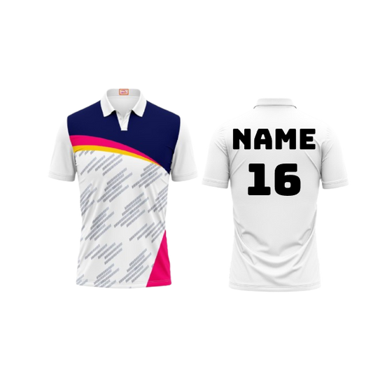 Next Print Customized Polo Neck White Jersey NPTS81