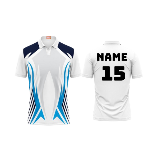 Next Print Customized Polo Neck White Jersey NPTS77