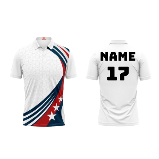 Next Print Customized Polo Neck White Jersey NPTS73