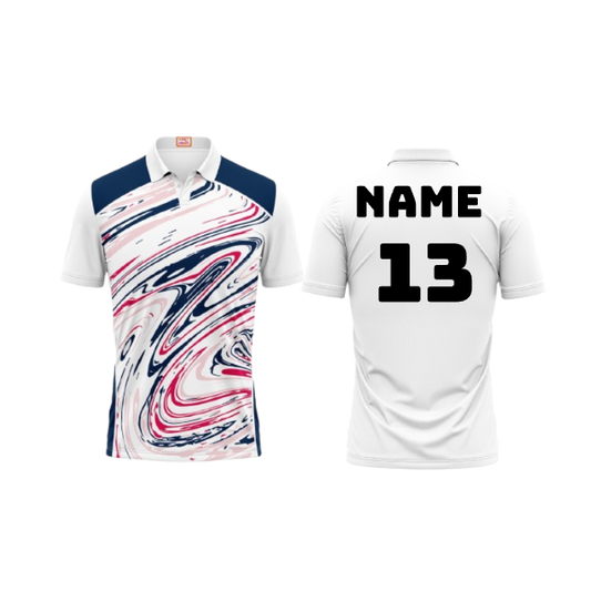 Next Print Customized Polo Neck White Jersey NPTS72