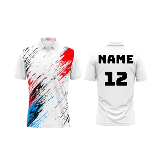 Next Print Customized Polo Neck White Jersey NPTS102