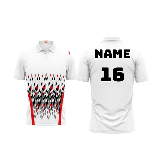 Next Print Customized Polo Neck White Jersey NPTS42