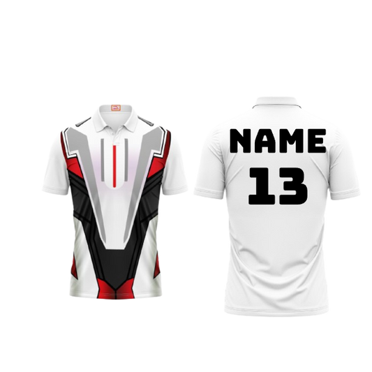 Next Print Customized Polo Neck White Jersey NPTS41