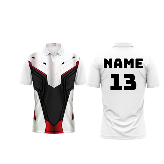Next Print Customized Polo Neck White Jersey NPTS40