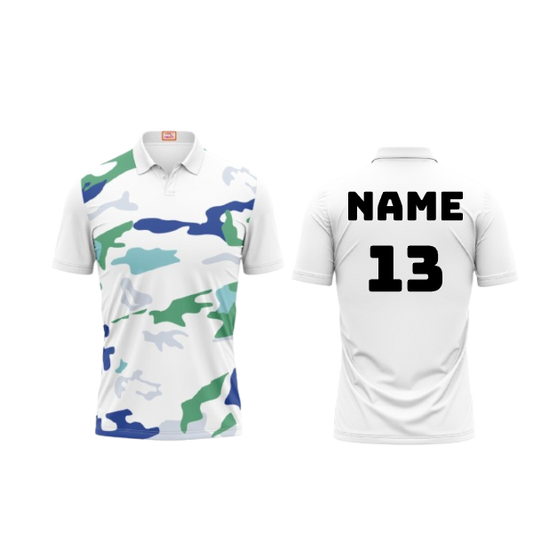 Next Print Customized Polo Neck White Jersey NPTS36