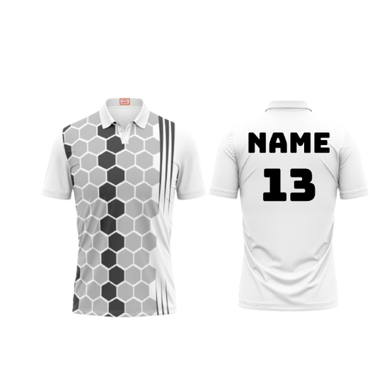 Next Print Customized Polo Neck White Jersey NPTS27