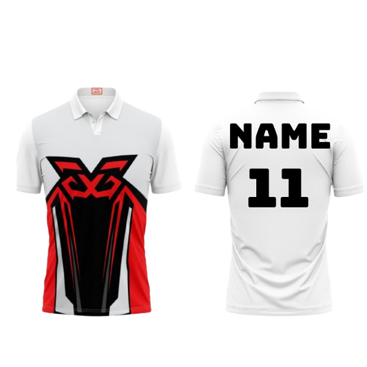 Next Print Customized Polo Neck White Jersey NPTS26