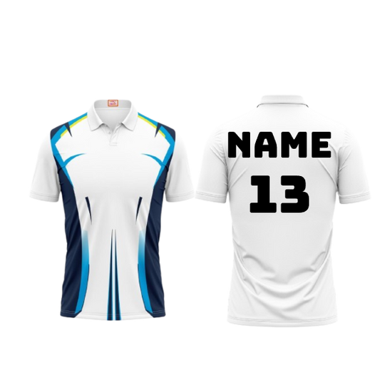 Next Print Customized Polo Neck White Jersey NPTS23