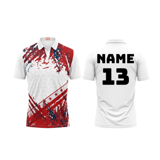 Next Print Customized Polo Neck White Jersey NPTS62