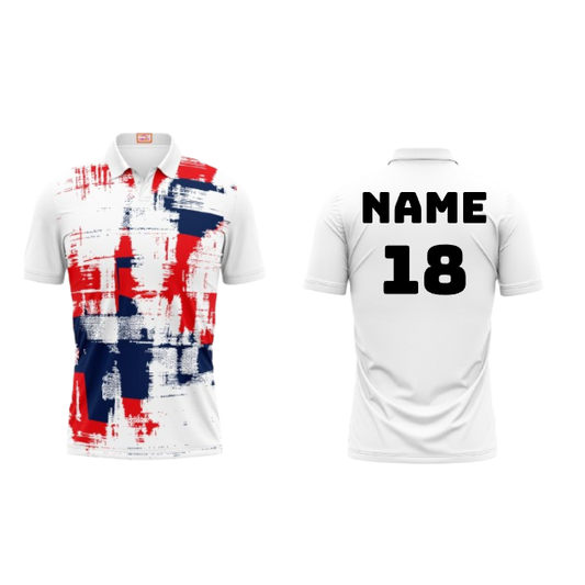 Next Print Customized Polo Neck White Jersey NPTS46