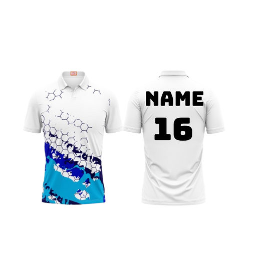 Next Print Customized Polo Neck White Jersey NPTS03