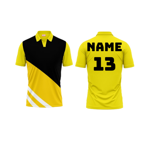 Polo Neck Printed Jersey Yellow NP50000193