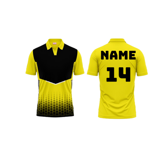 Polo Neck Printed Jersey Yellow NP00247