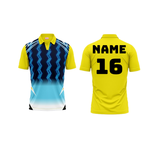 Polo Neck Printed Jersey Yellow NP00239