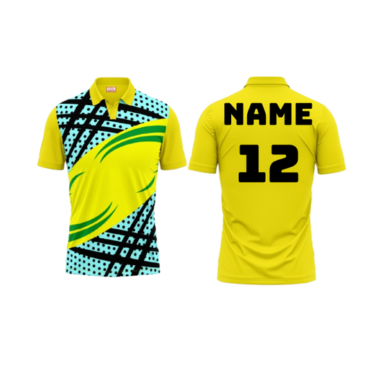 Polo Neck Printed Jersey Yellow NP00127