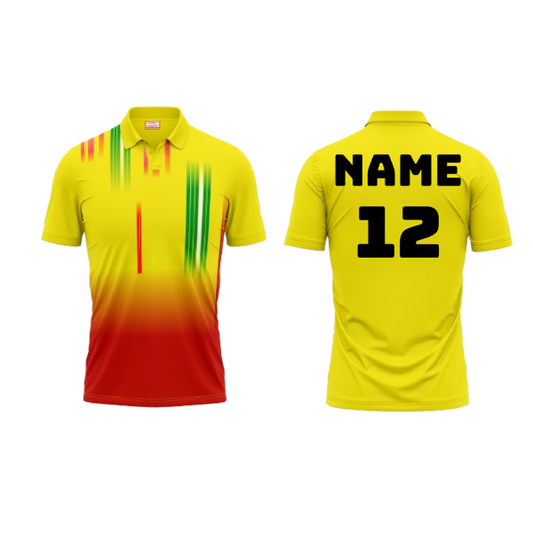 Polo Neck Printed Jersey Yellow NP00124