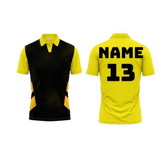 Polo Neck Printed Jersey Yellow NP0067