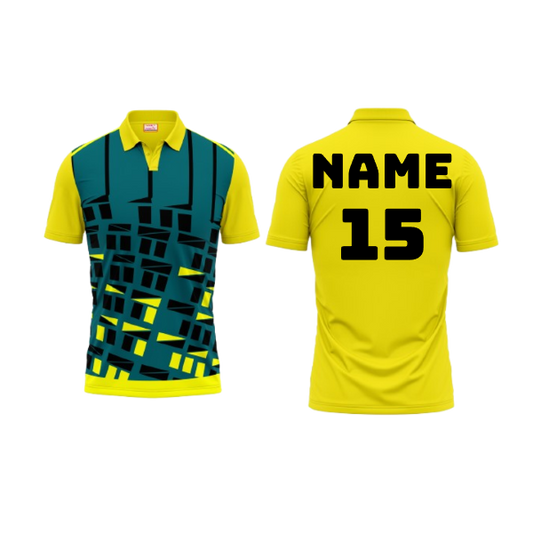 Polo Neck Printed Jersey Yellow NP0044