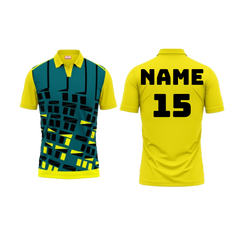 Polo Neck Printed Jersey Yellow NP0044