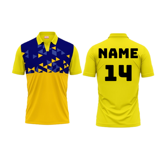 Polo Neck Printed Jersey Yellow NP0041