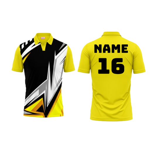 Polo Neck Printed Jersey Yellow NP0027