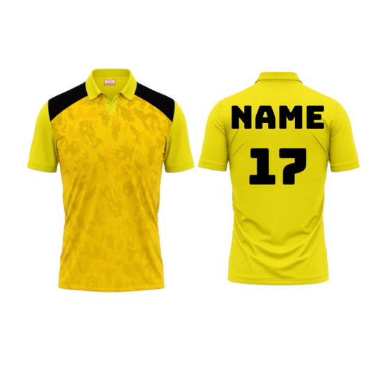 Polo Neck Printed Jersey Yellow NP0021