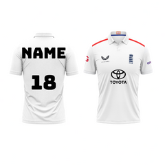Customised England Test Jersey With Name and Number Print.