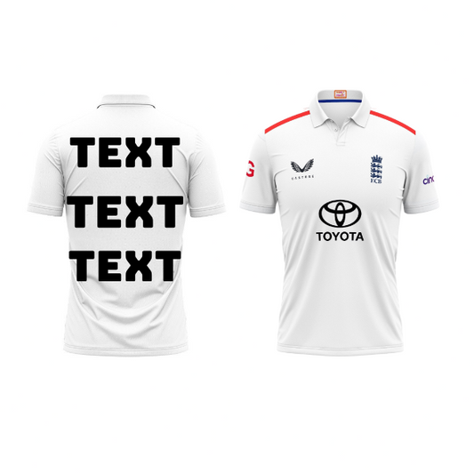 Customised England Test Jersey. With Name and Number Print.