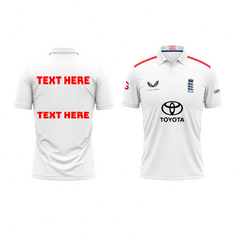 Customised England 2025 Test Jersey With Name and Number Print.