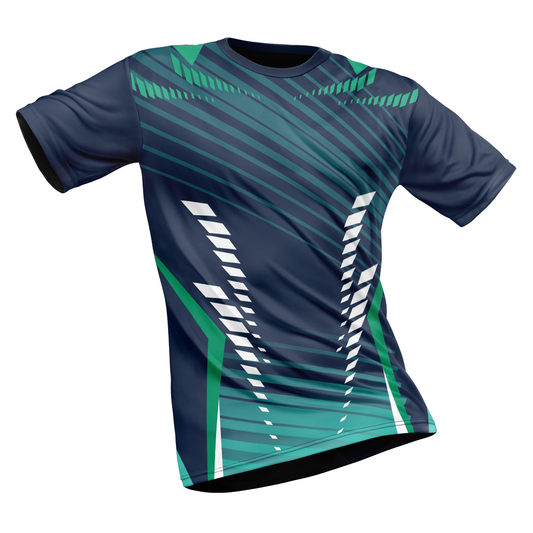 Polyester Half Sleeve Jersey with Round Collar and All Over Digital Print.