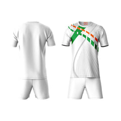 Next Print Round neck jersey white with shorts NPTS113