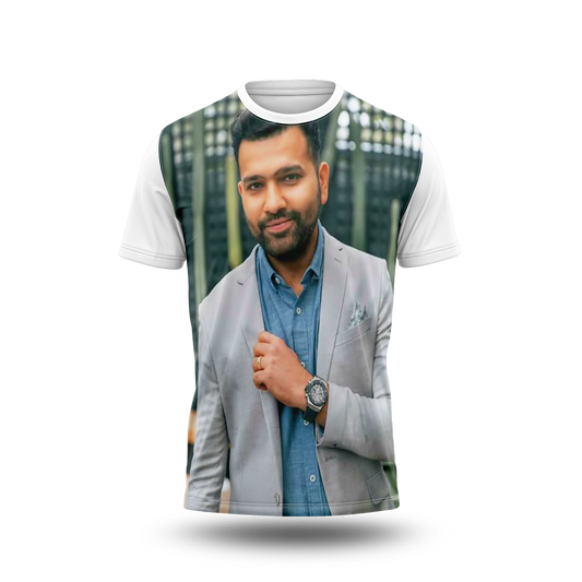 Rohit Sharma Photo Printed T-Shirt.