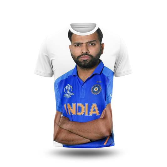 Rohit Sharma Photo Printed T-Shirt.