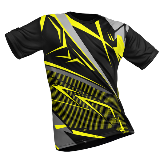 Polyester Half Sleeve Jersey with Round Collar and All Over Digital Print.