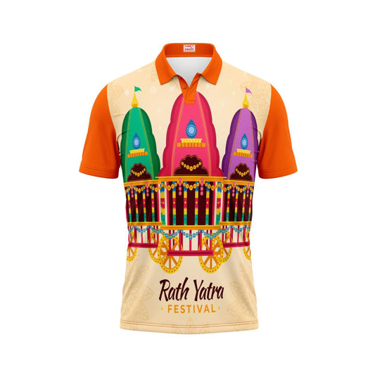 Next Print Puri Jagannath Photoprinted Tshirt Orange Colour Rath Yathra Design 24