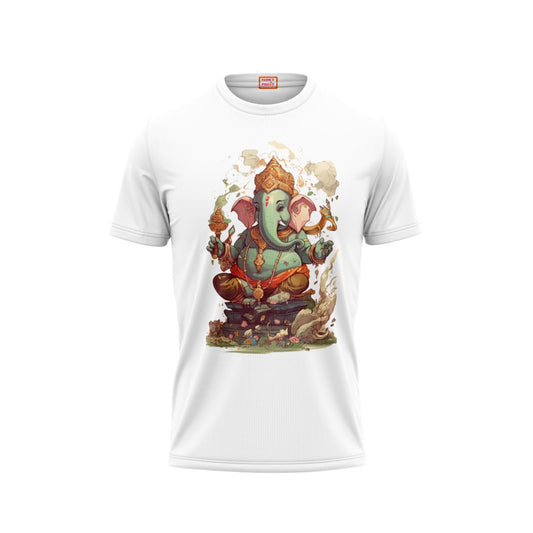 Next Print Ganesha Printed Tshirt White Colour Design 25