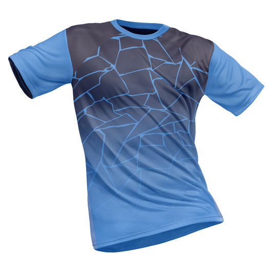 Polyester Half Sleeve Jersey with Round Collar and All Over Digital Print.