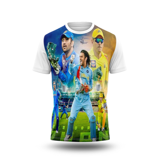 MS Dhoni Photo Printed T-Shirt.